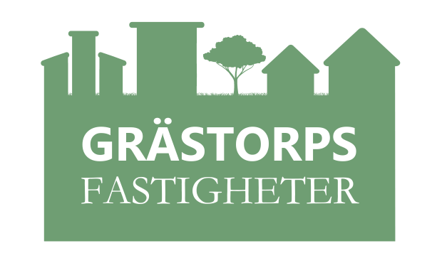 Logotyp för Grästorps fastigheter. 
