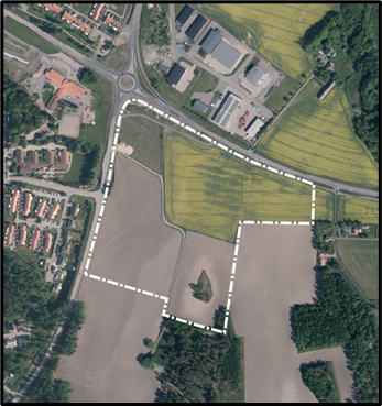 Kartbild över norra Skubbet som ska detaljplaneras. 