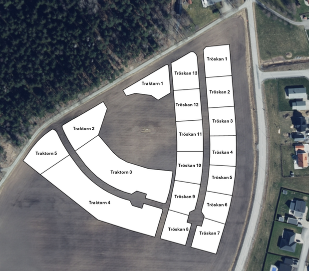 Tomtkarta över Brännebacka västra med namn.