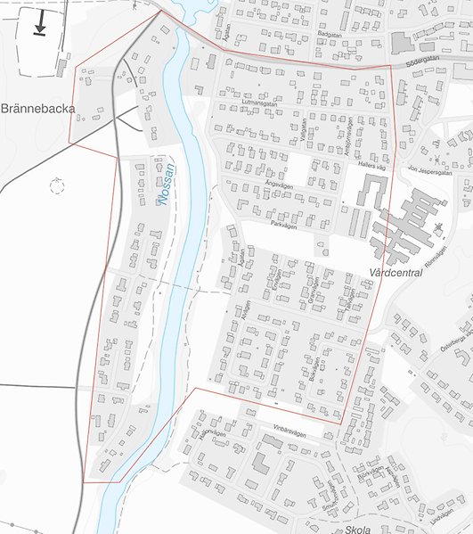 kartbild med påverkat område utmärkt.